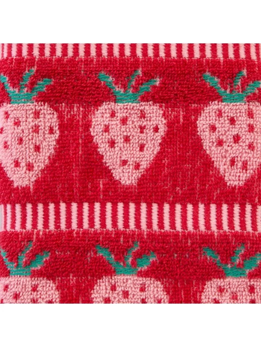2pc Strawberry Jacquard Hand Towel Set, Soft 100% Cotton, Red Kitchen Decor